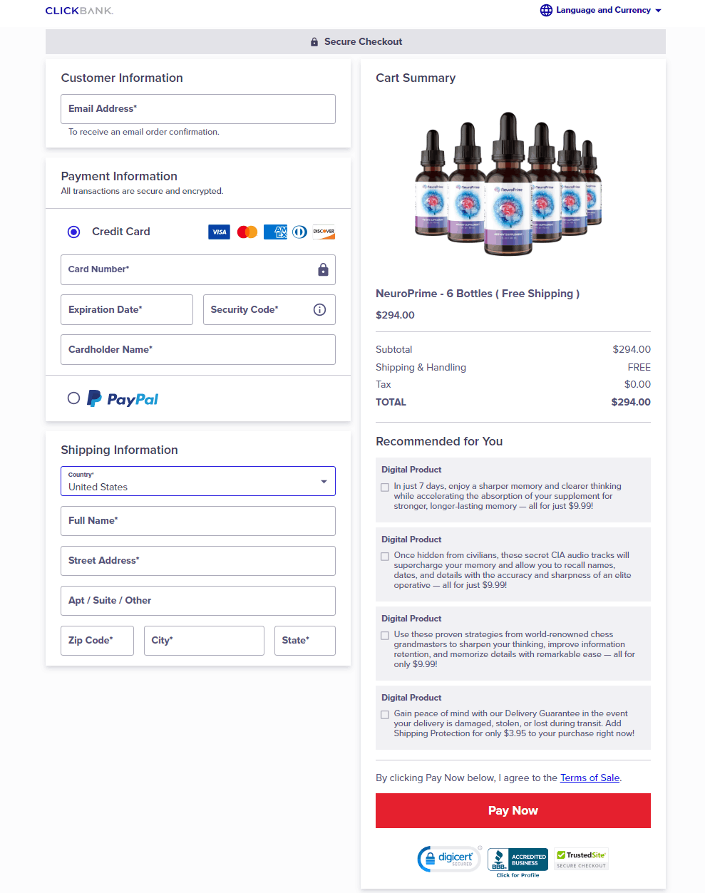 NeuroPrime Secure Order Form